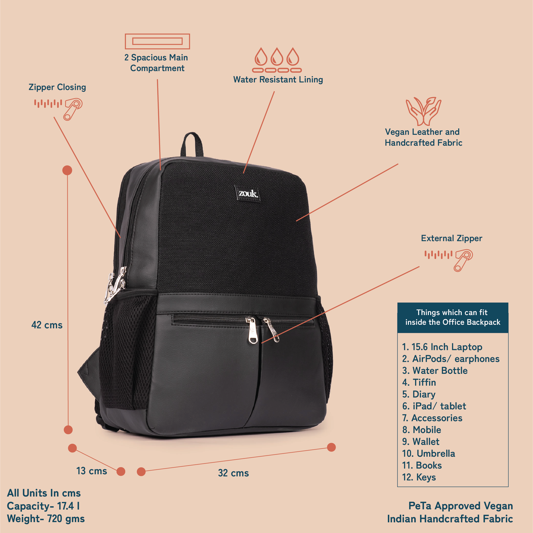 Jet Black Office Backpack