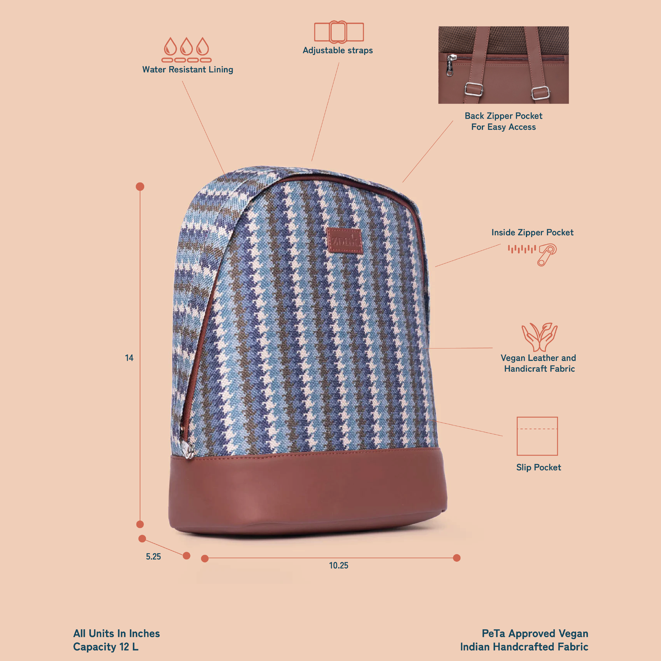 Bombay Houndstooth Dome Daypack