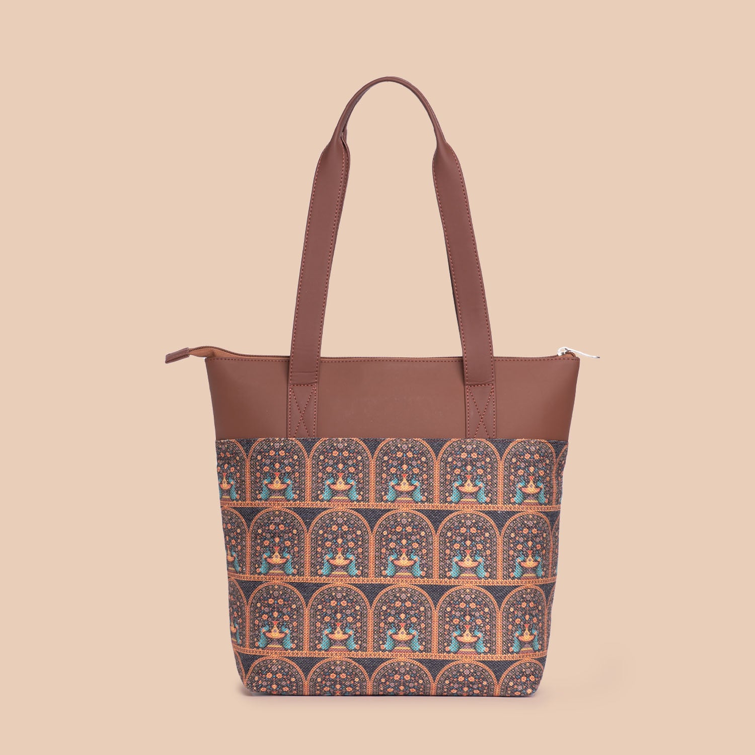 Royal Indian Peacock Motif Everyday Tote Bag