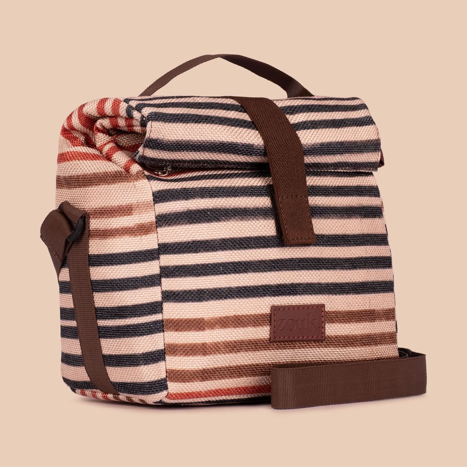 ZIP-Qutub Stripes Roll Up Lunch Bag