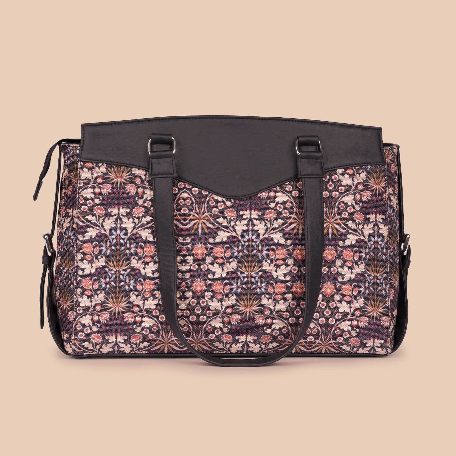 Kashmir Blooms & Kovil Blue - Women's Work Bag & Flap Sling Bag Combo