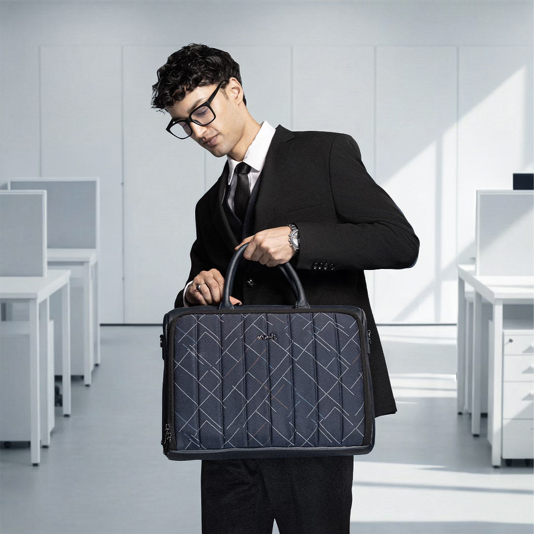 Bombay Tartan Office Laptop Bag (Blue)