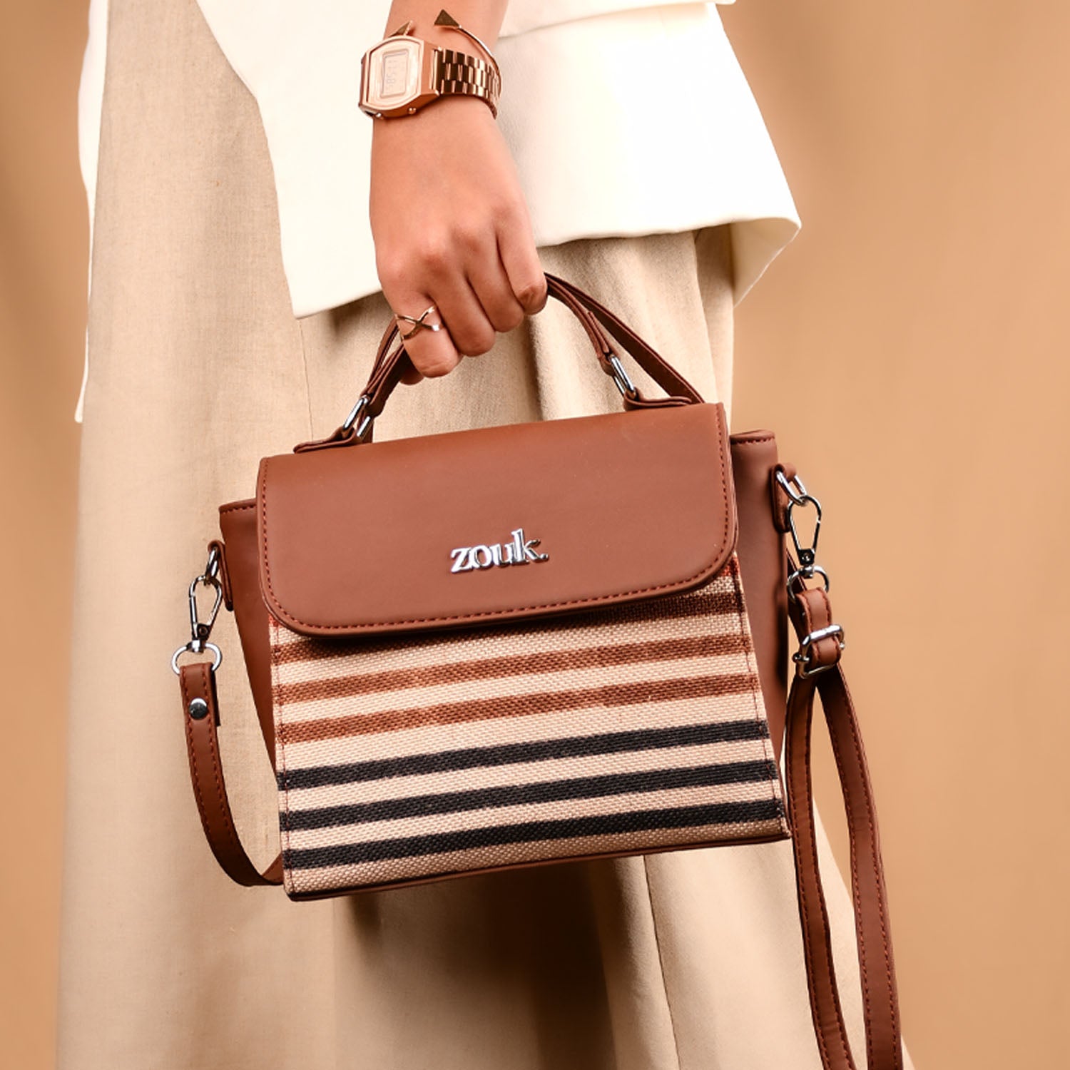 Qutub Stripes Statement Sling Bag