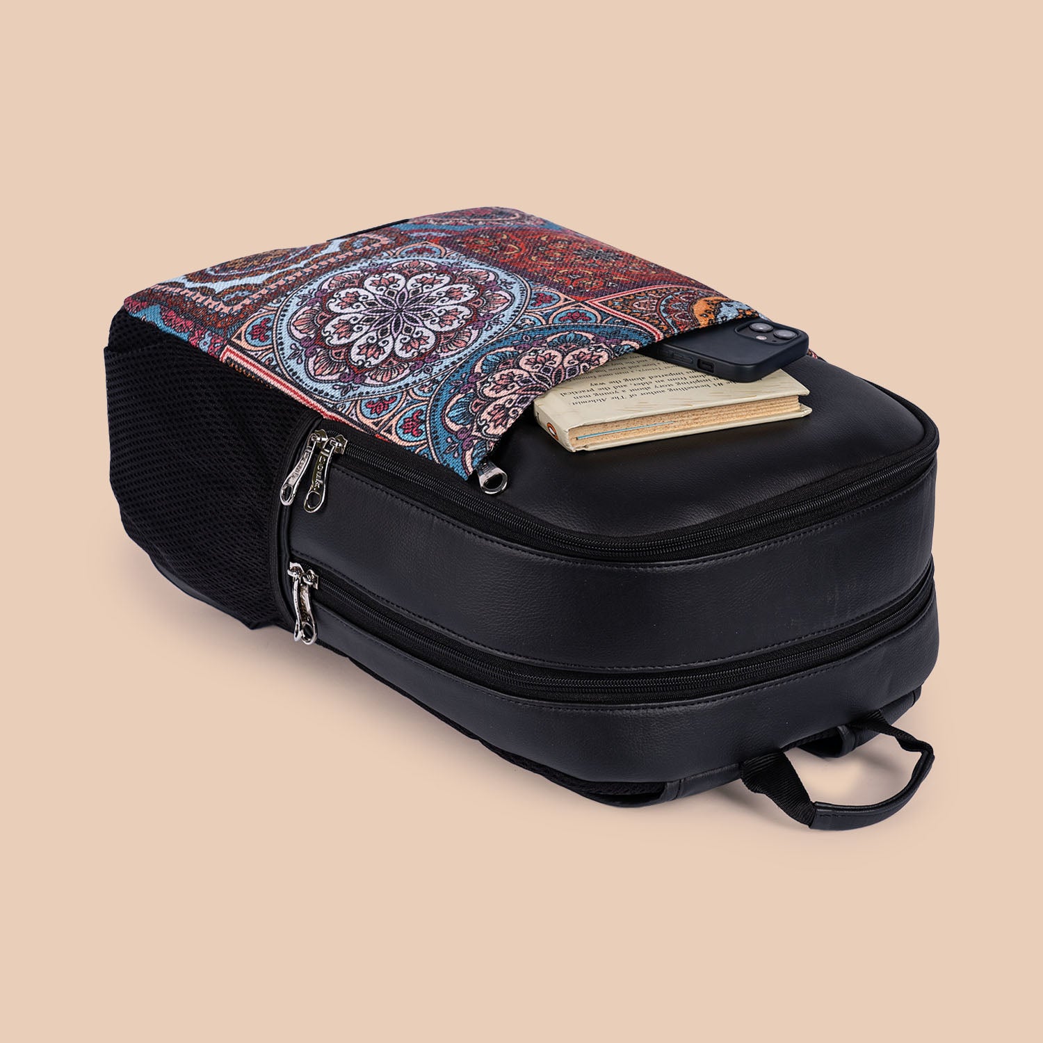 Multicolor Mandala Print Statement Backpack