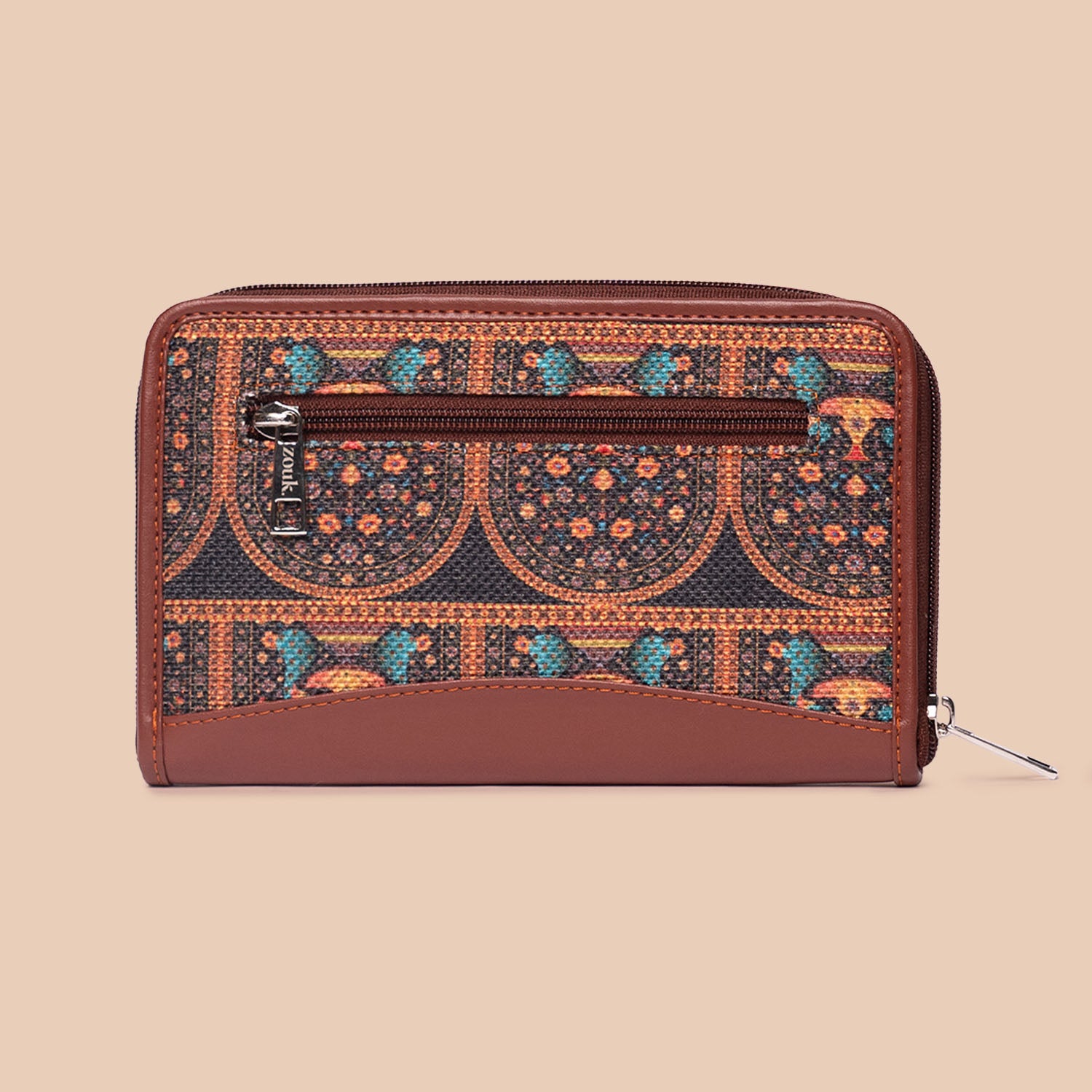 Royal Indian Peacock Motif - Office Tote Bag & Chain Wallet Combo