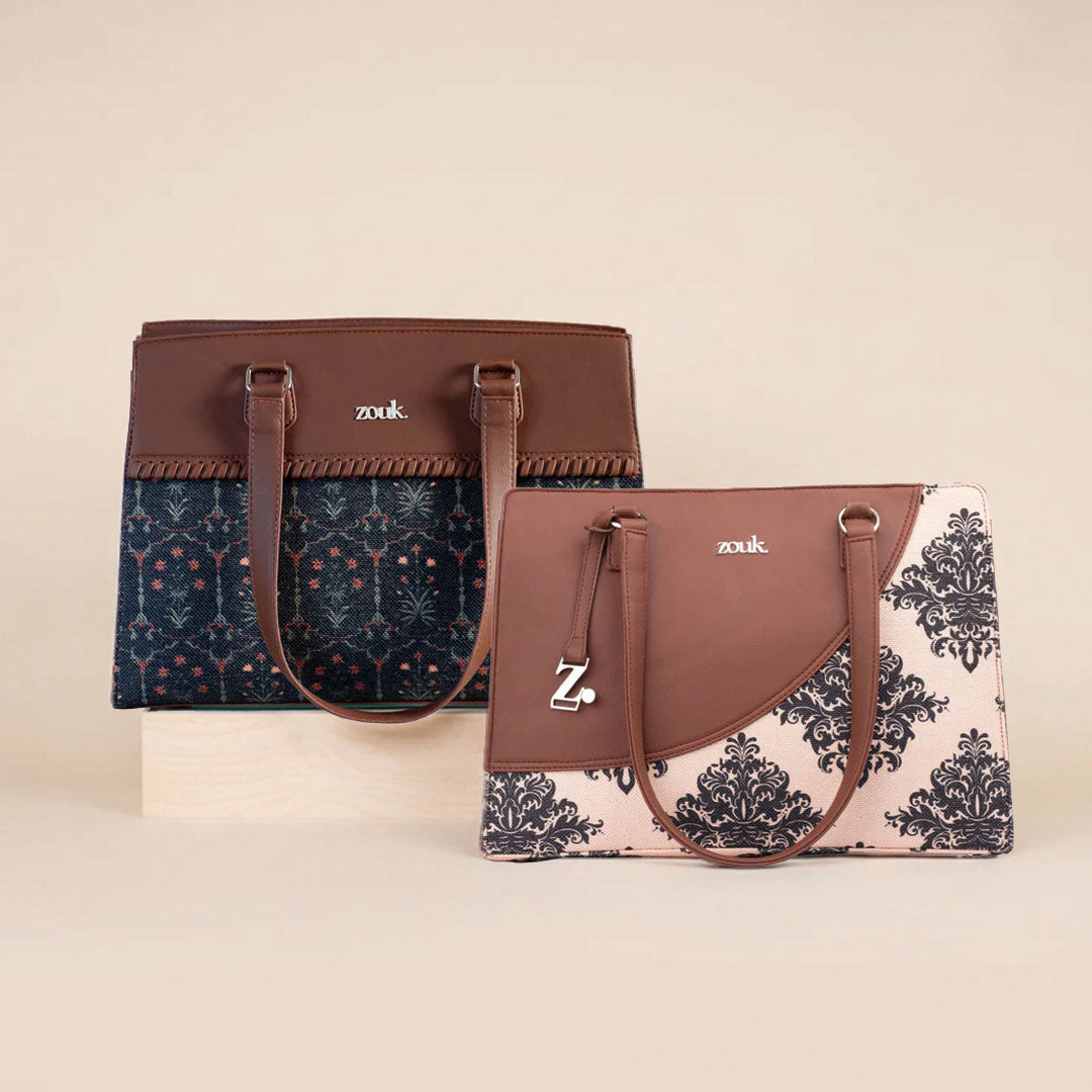 Mughal Motif Office Essential Bag & Taj Guldasta Statement Business Bag Combo
