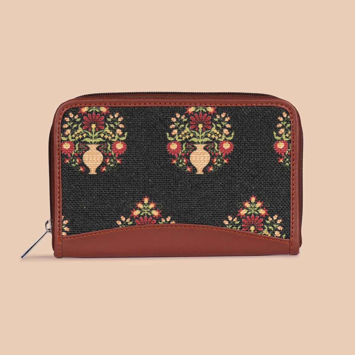 Royal Green Mogra Print Chain Wallet