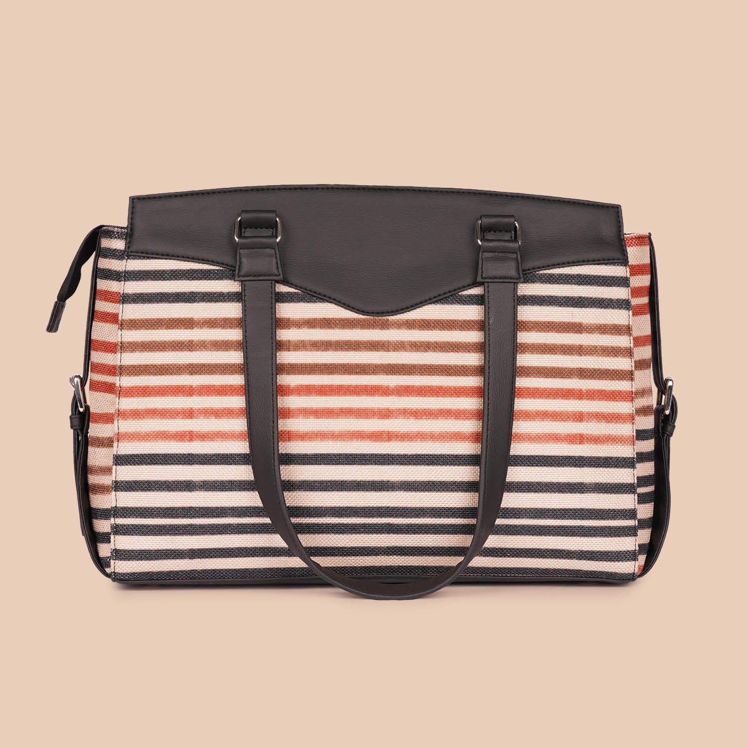 Qutub Stripes & Ikat GreRe - Women's Work Bag & Flap Sling Bag Combo