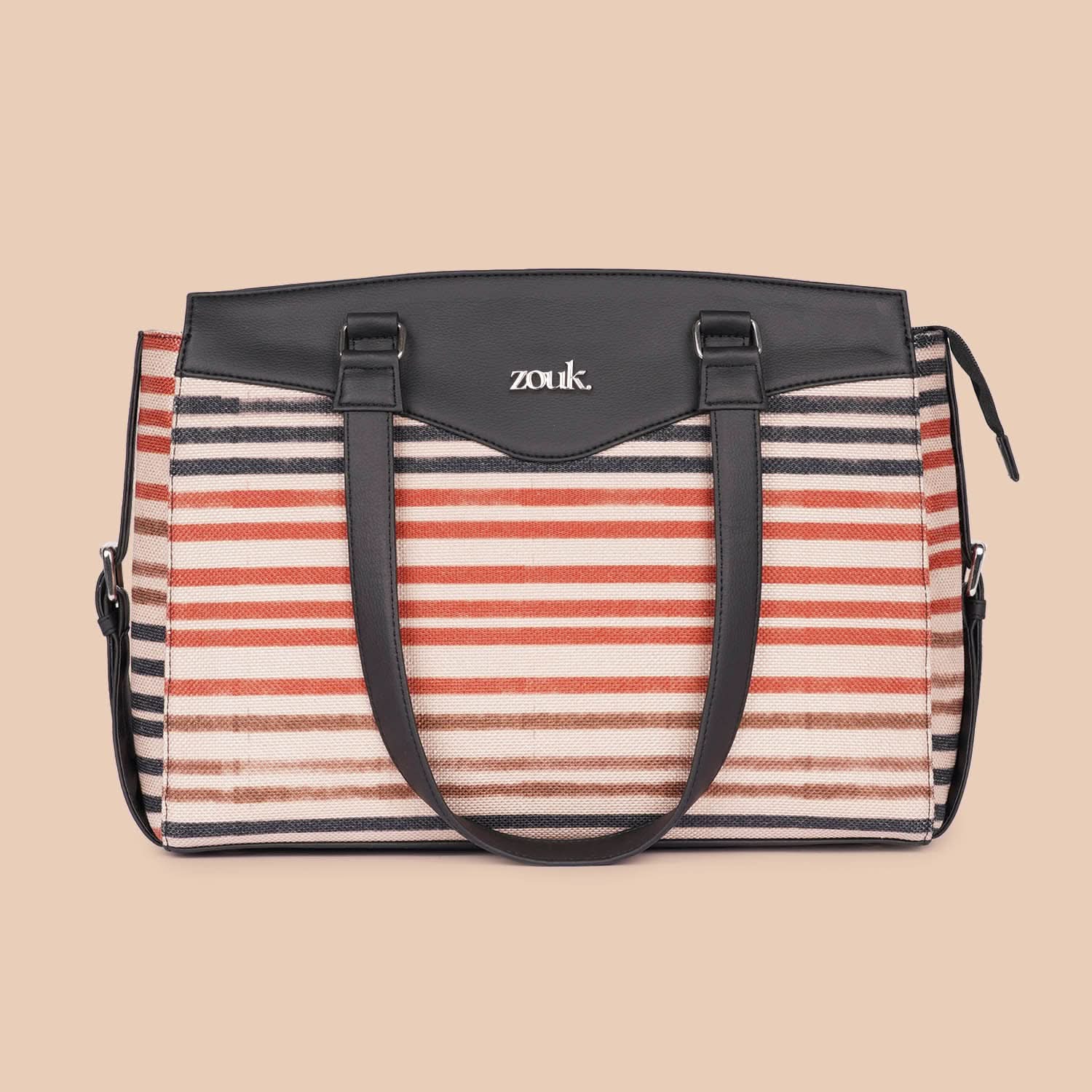 Qutub Stripes & WavBeach - Women's Work Bag & Flap Sling Bag Combo