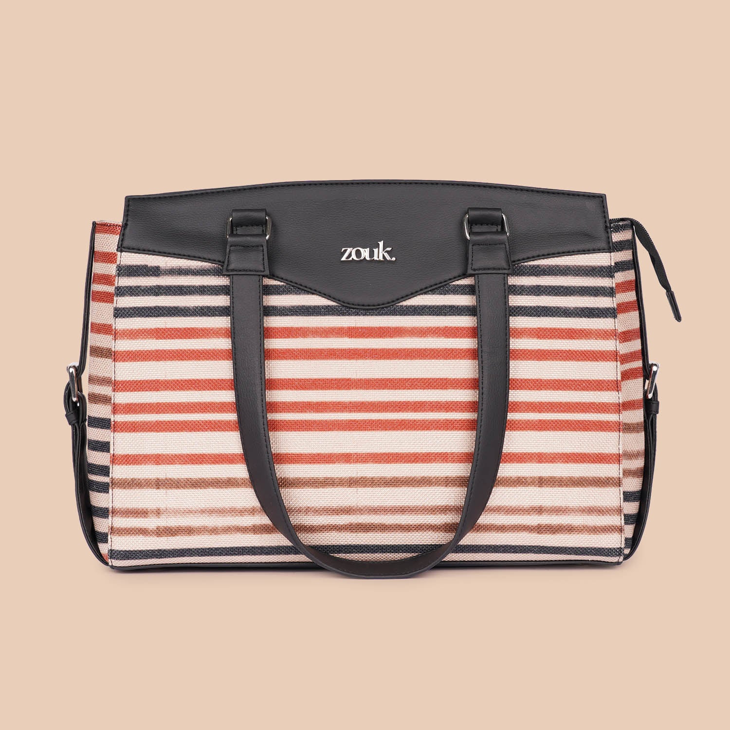 Qutub Stripes & Ikat GreRe - Women's Work Bag & Flap Sling Bag Combo