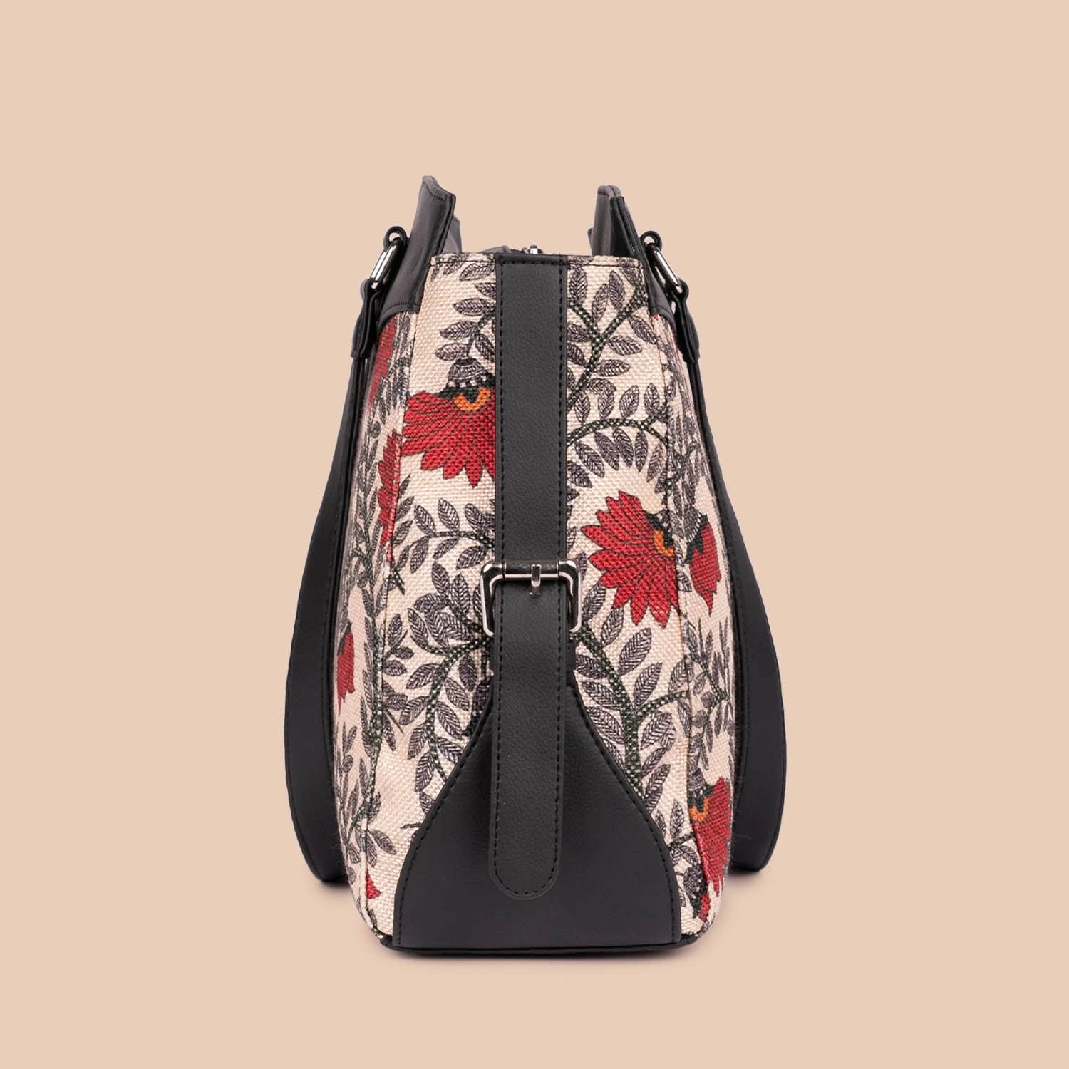 Nawabi Couture & Royal Indian Peacock Motif - Women's Work Bag & Chain Wallet Combo