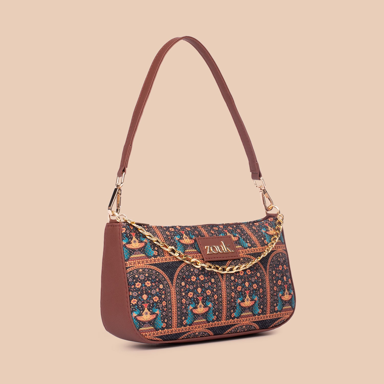 Royal Indian Peacock Motif Baguette