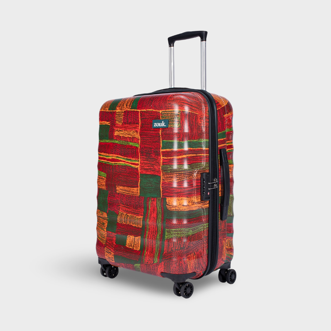 Indus Lattice Red Amorah Trolley Bag (Cabin)