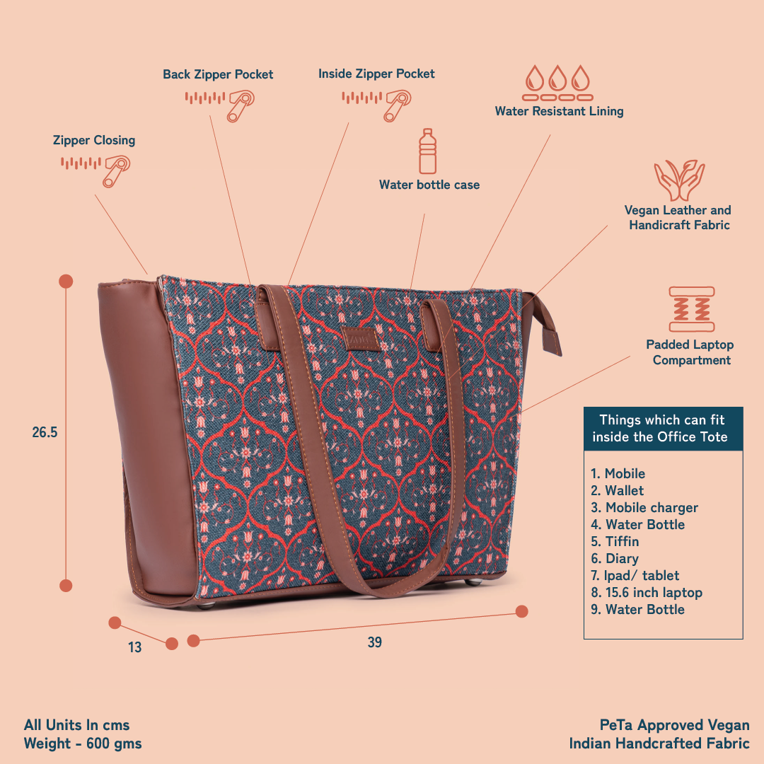 Sheesh Mahal Jaali Motif Office Tote Bag