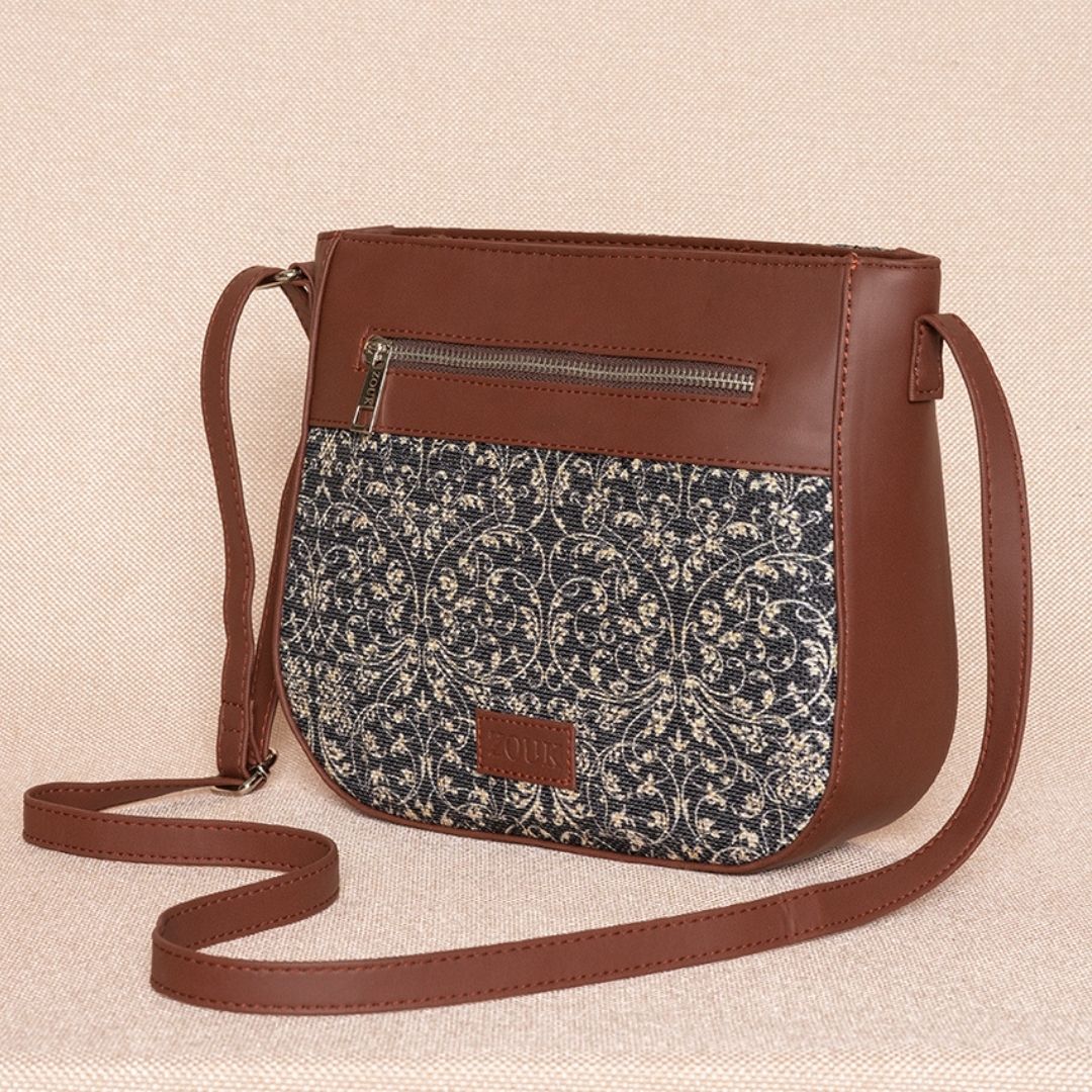 ZIP-Lattice Lace U-Shaped Sling Bag