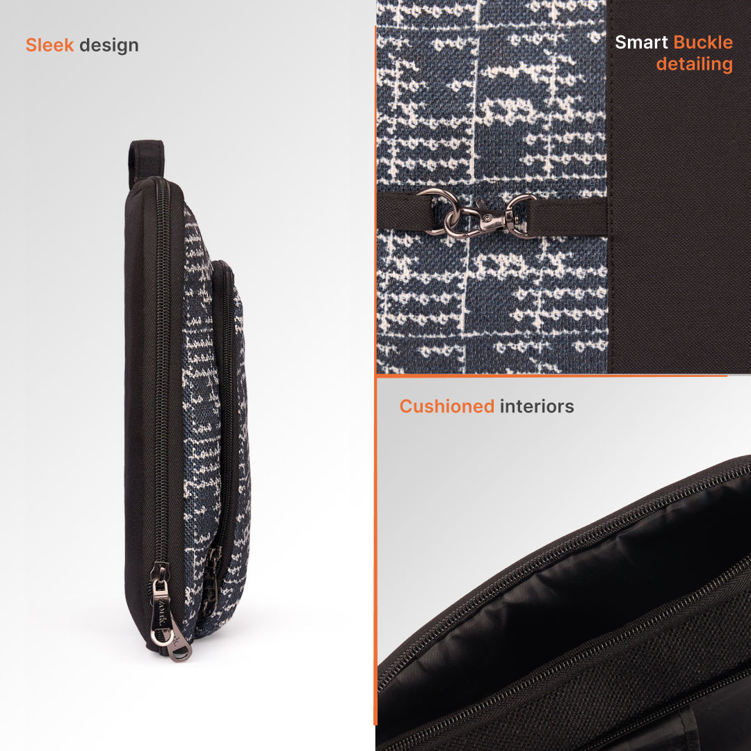 Madras Monochrome Signature Laptop Sleeve - 14inch (Black)