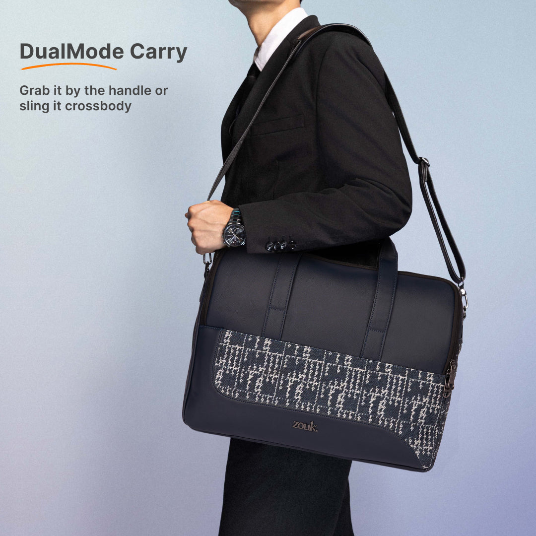 Madras Monochrome Office Laptop Bag (Blue)