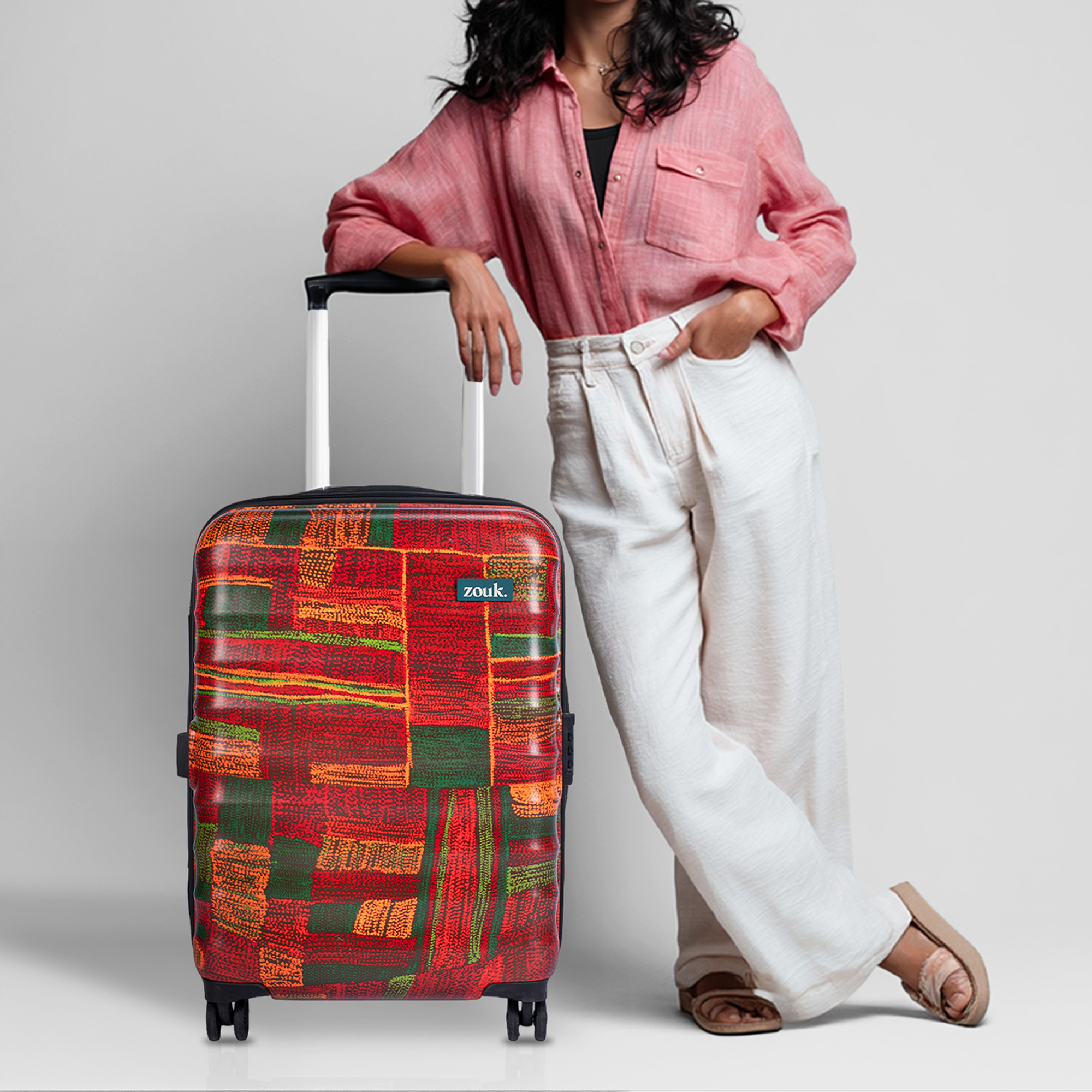 Indus Lattice Red Amorah Trolley Bag