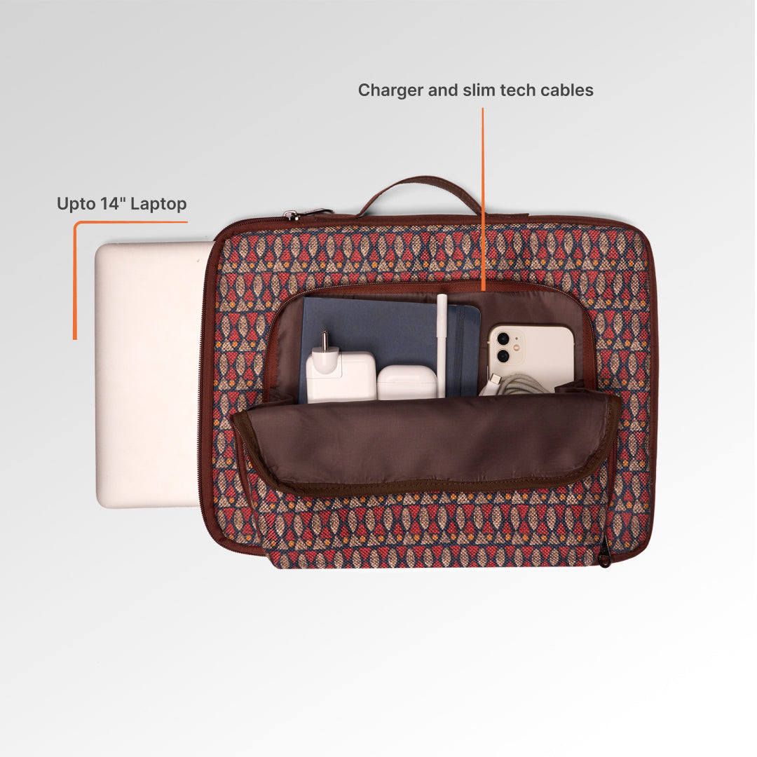 Indore Mosaic Urban Laptop Sleeve - 14inch (Brown)
