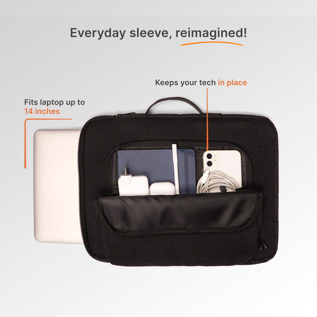 Jet Black Signature Laptop Sleeve - 14inch (Black)