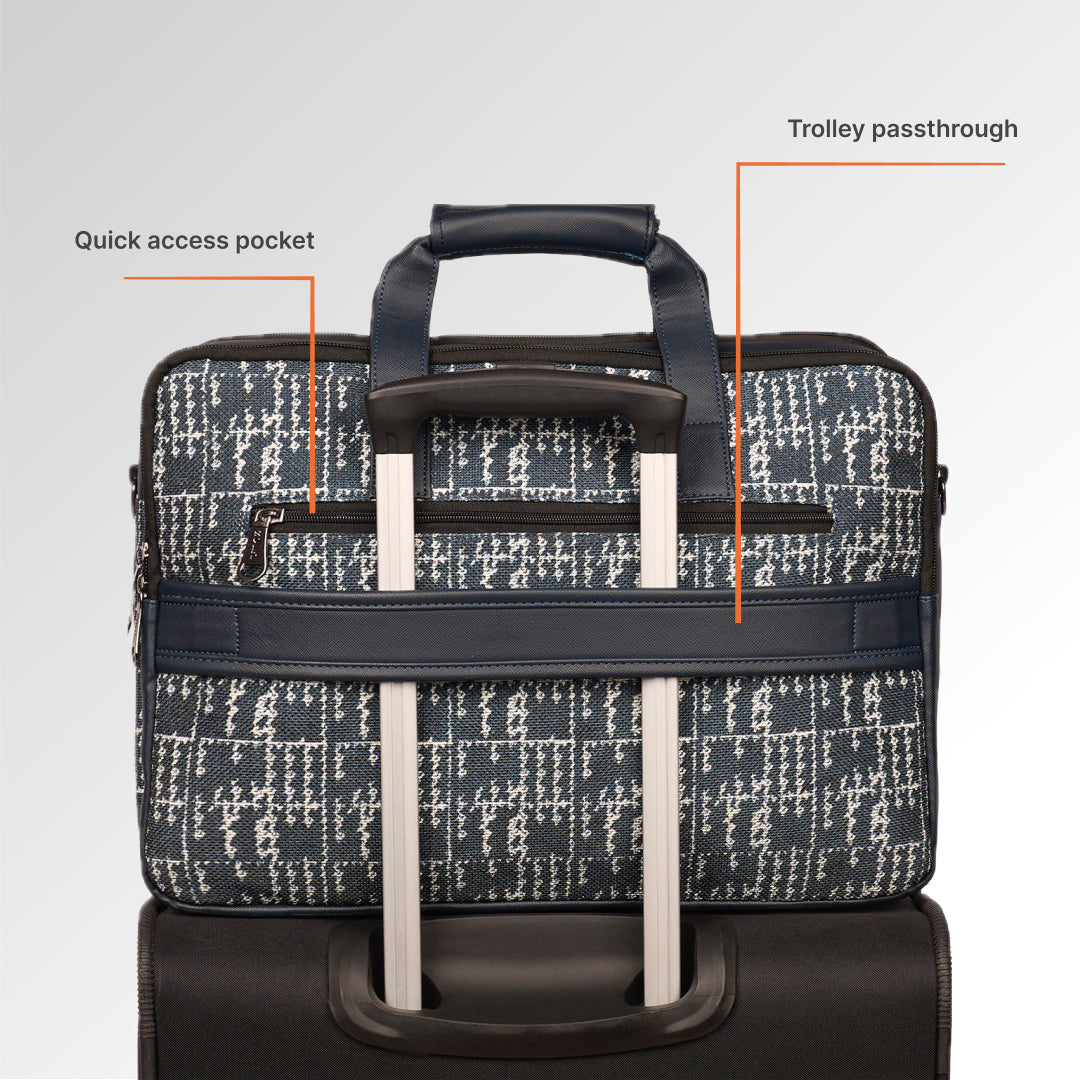 Madras Monochrome Office Laptop Bag (Blue)