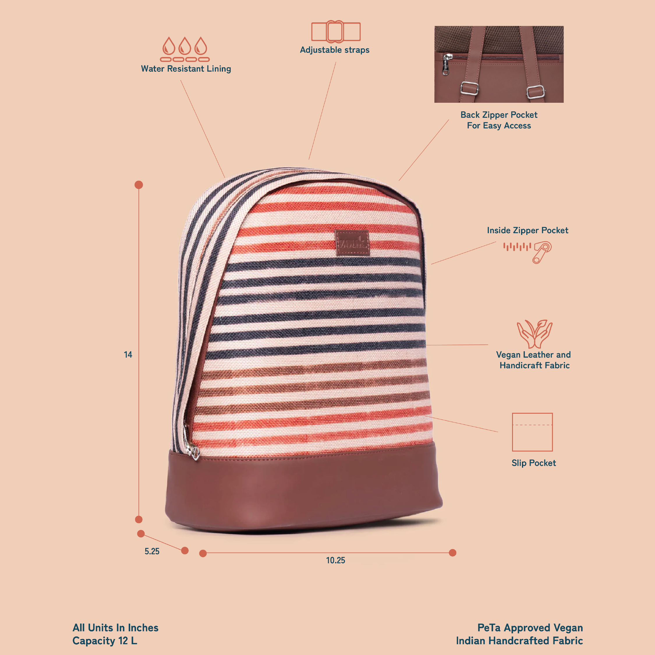 Qutub Stripes Dome Daypack