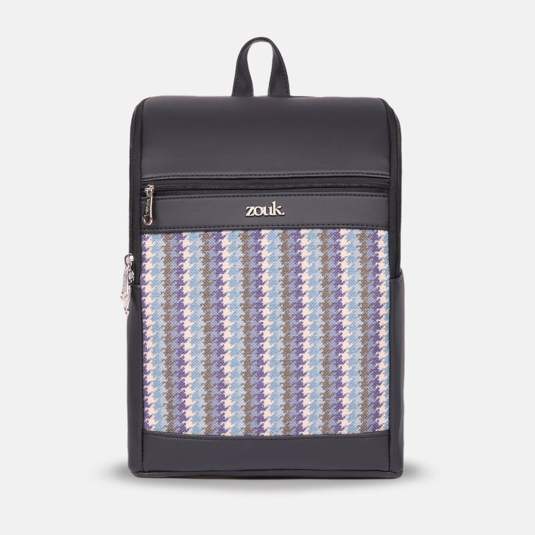 Amalia Laptop Backpack (Black) - Bombay Houndstooth