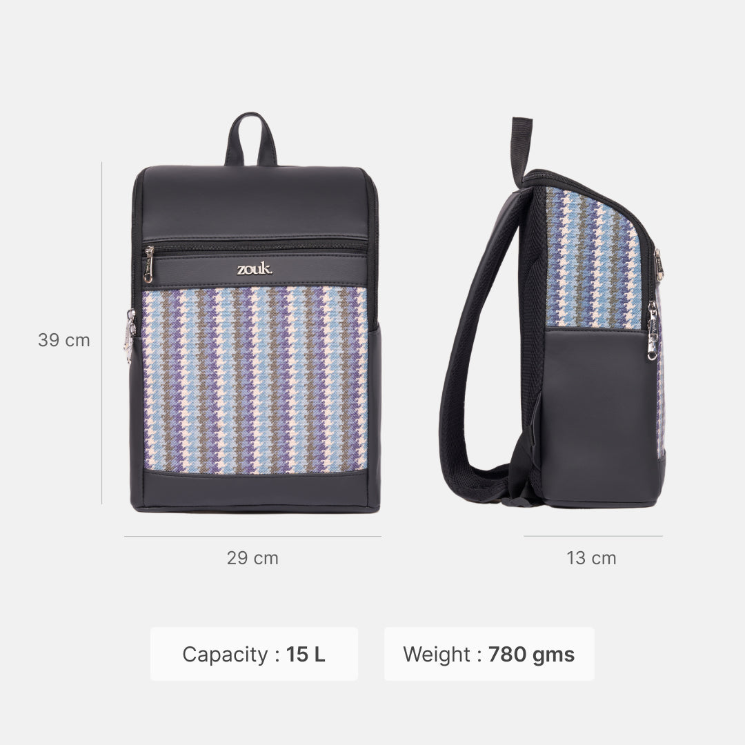 Amalia Laptop Backpack (Black) - Bombay Houndstooth