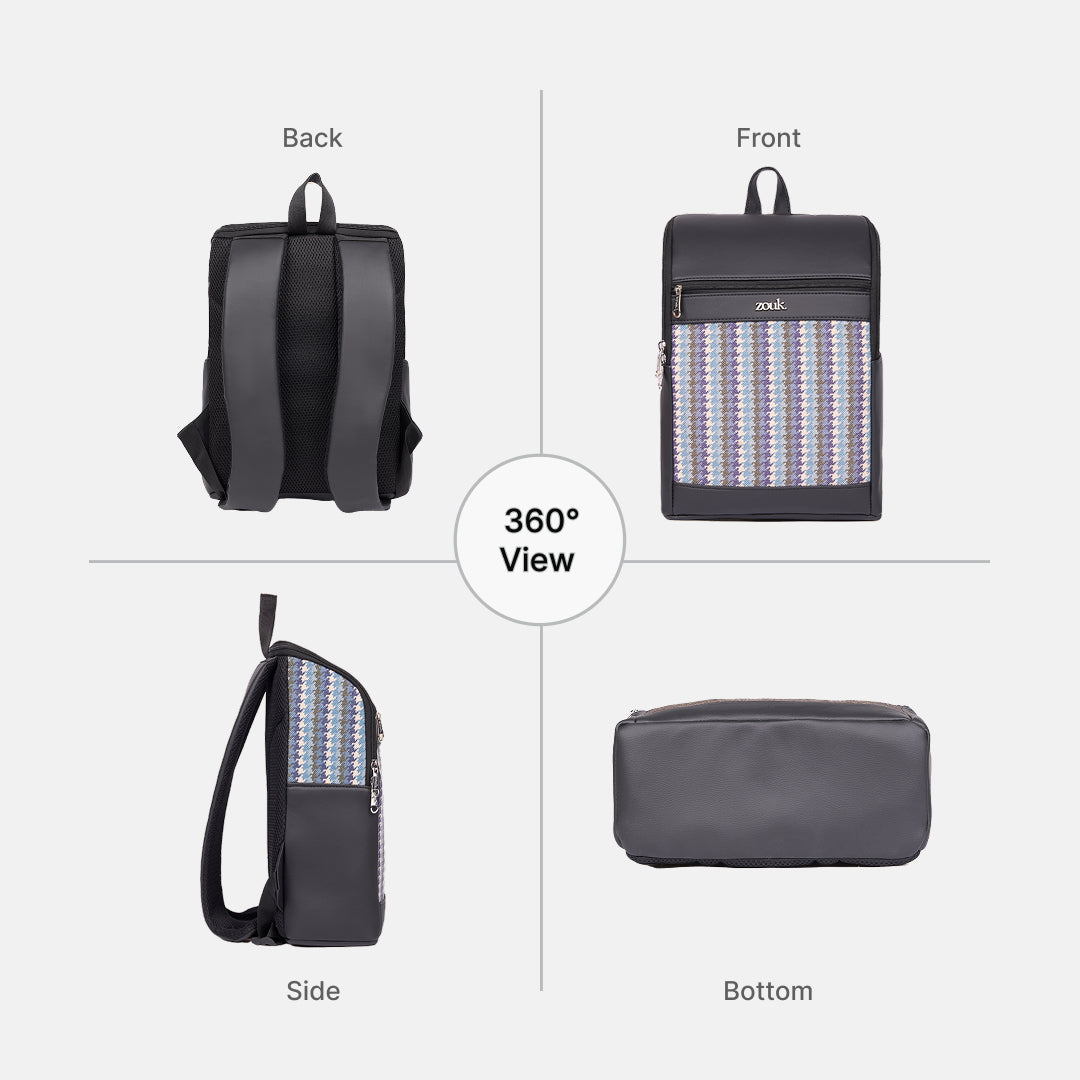 Amalia Laptop Backpack (Black) - Bombay Houndstooth