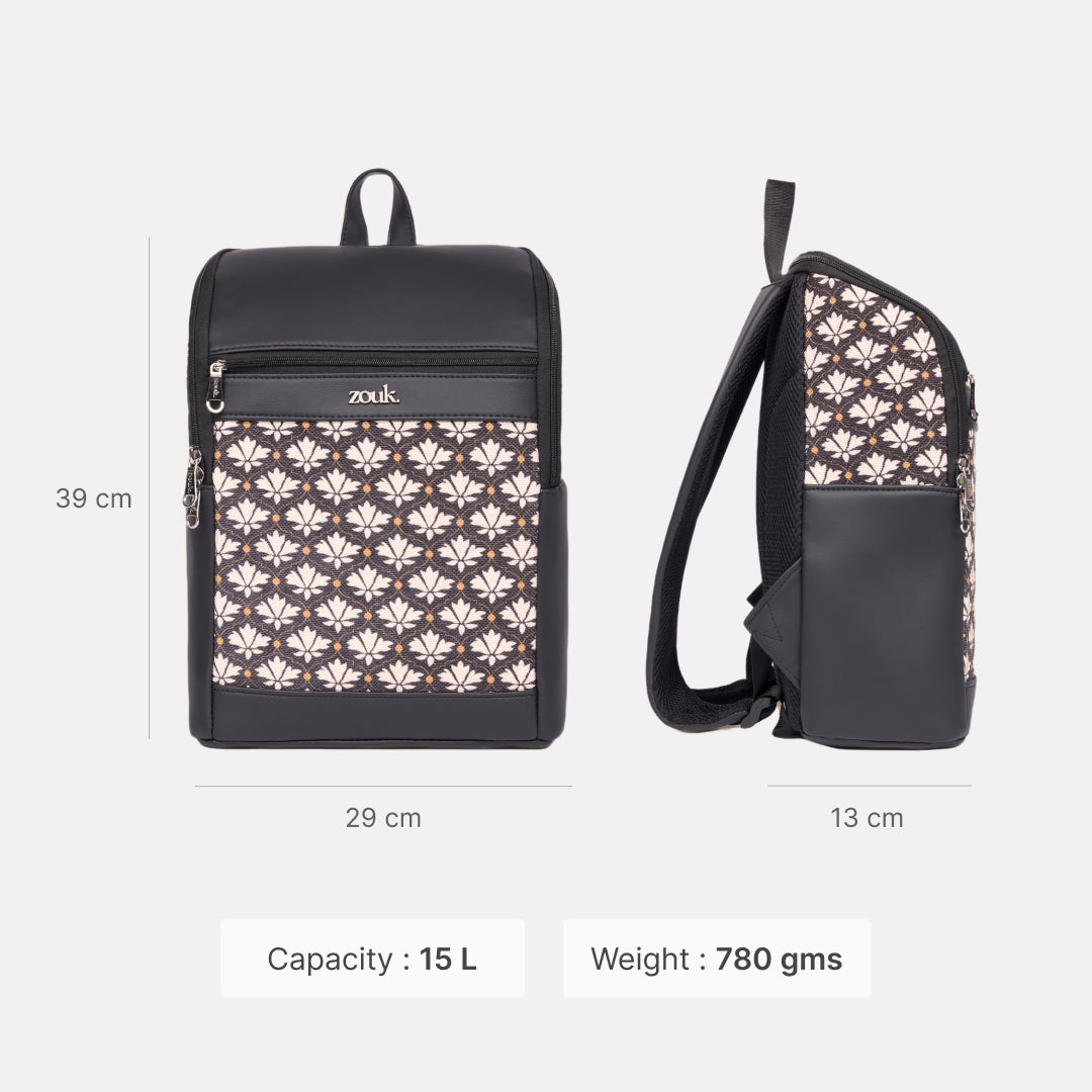 Amalia Laptop Backpack (Black) - Bidri Kaiser