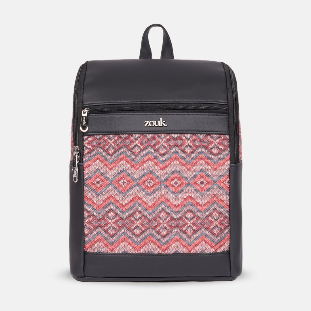 Amalia Laptop Backpack (Black) - Gwalior Weaves