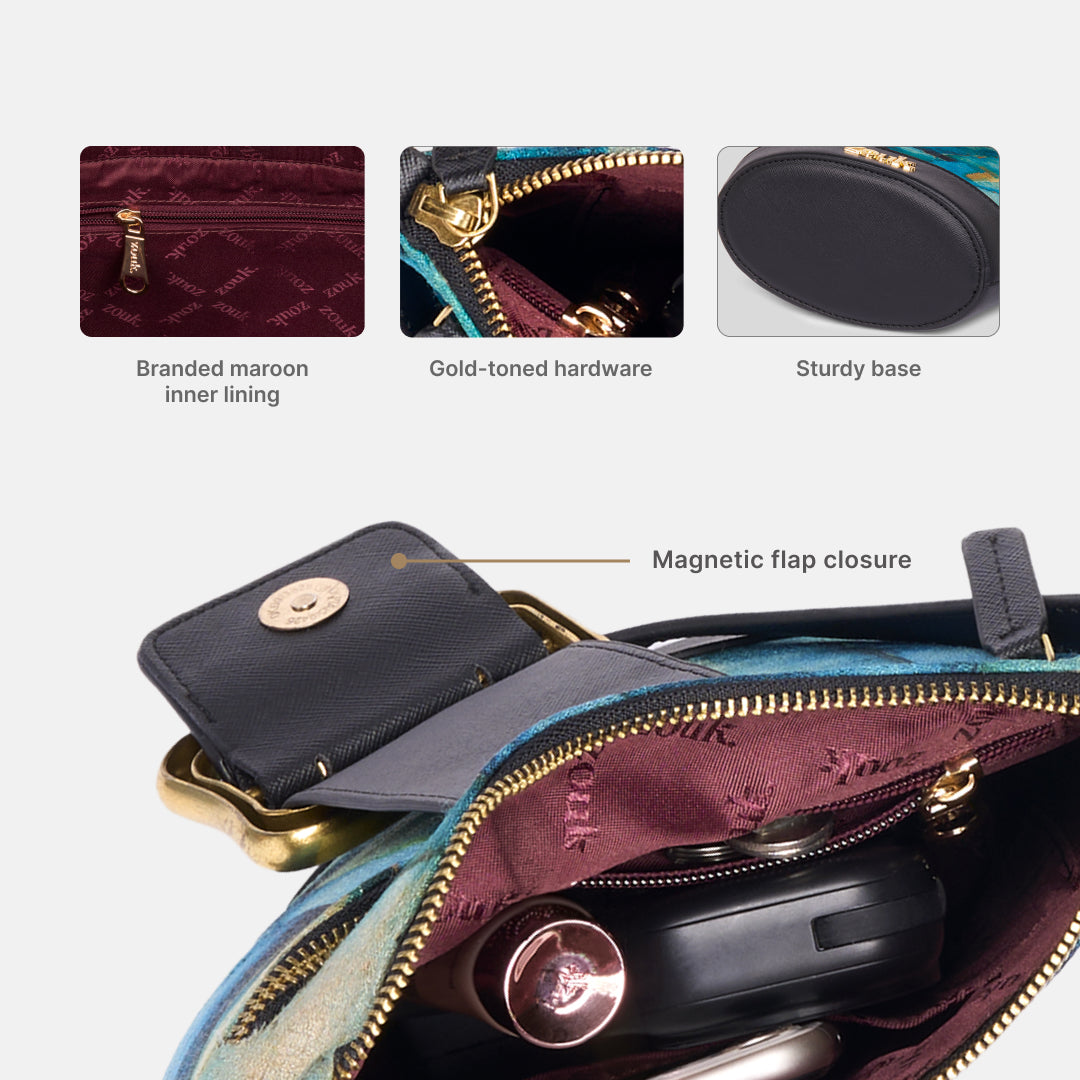Opalite Ardha Sling Bag (Black Saffiano)