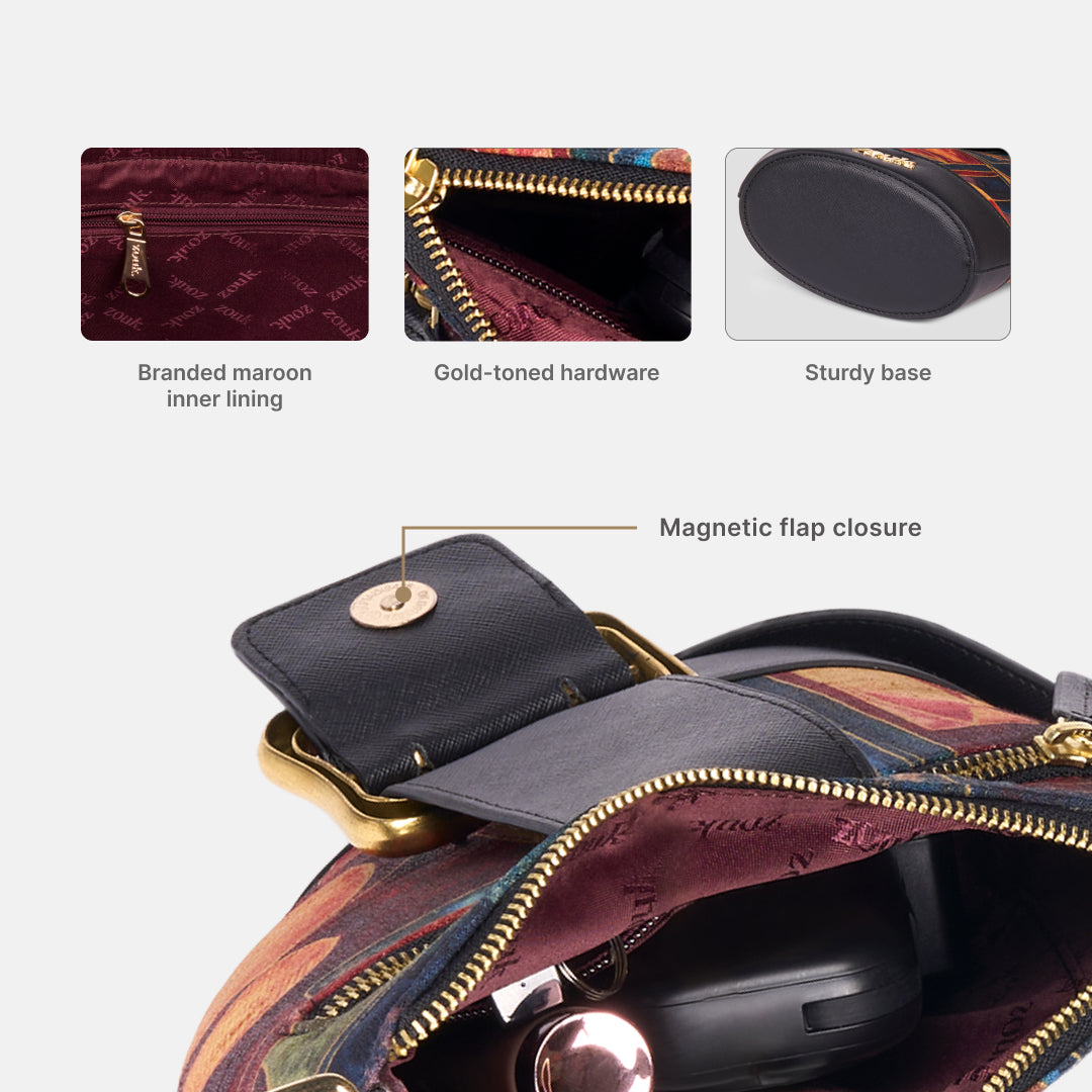 Sapphire Ardha Sling Bag (Black Saffiano)