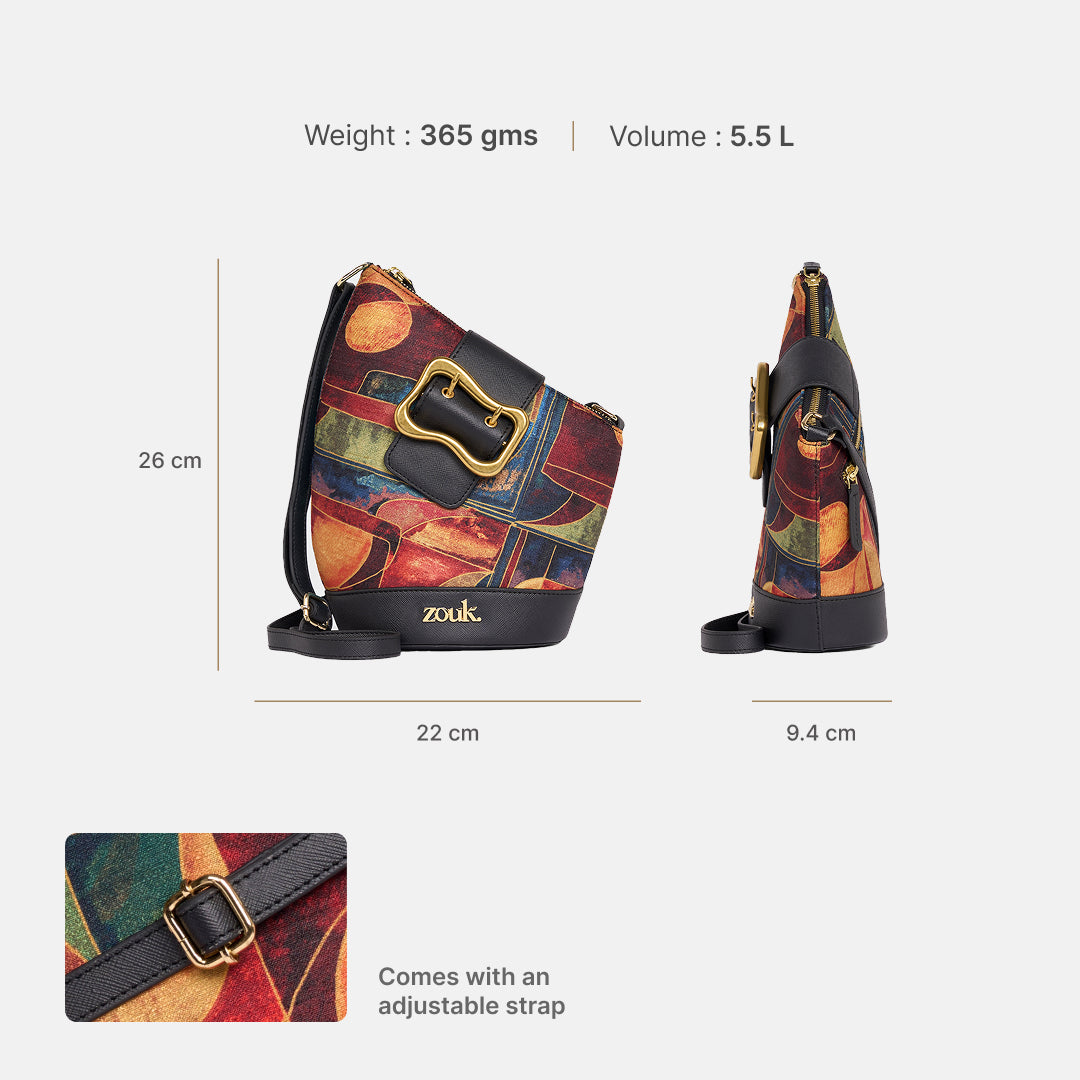 Sapphire Ardha Sling Bag (Black Saffiano)