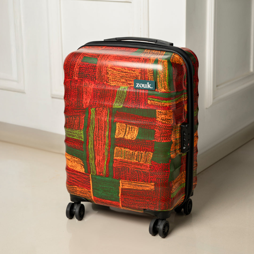 Indus Lattice Red Amorah Trolley Bag