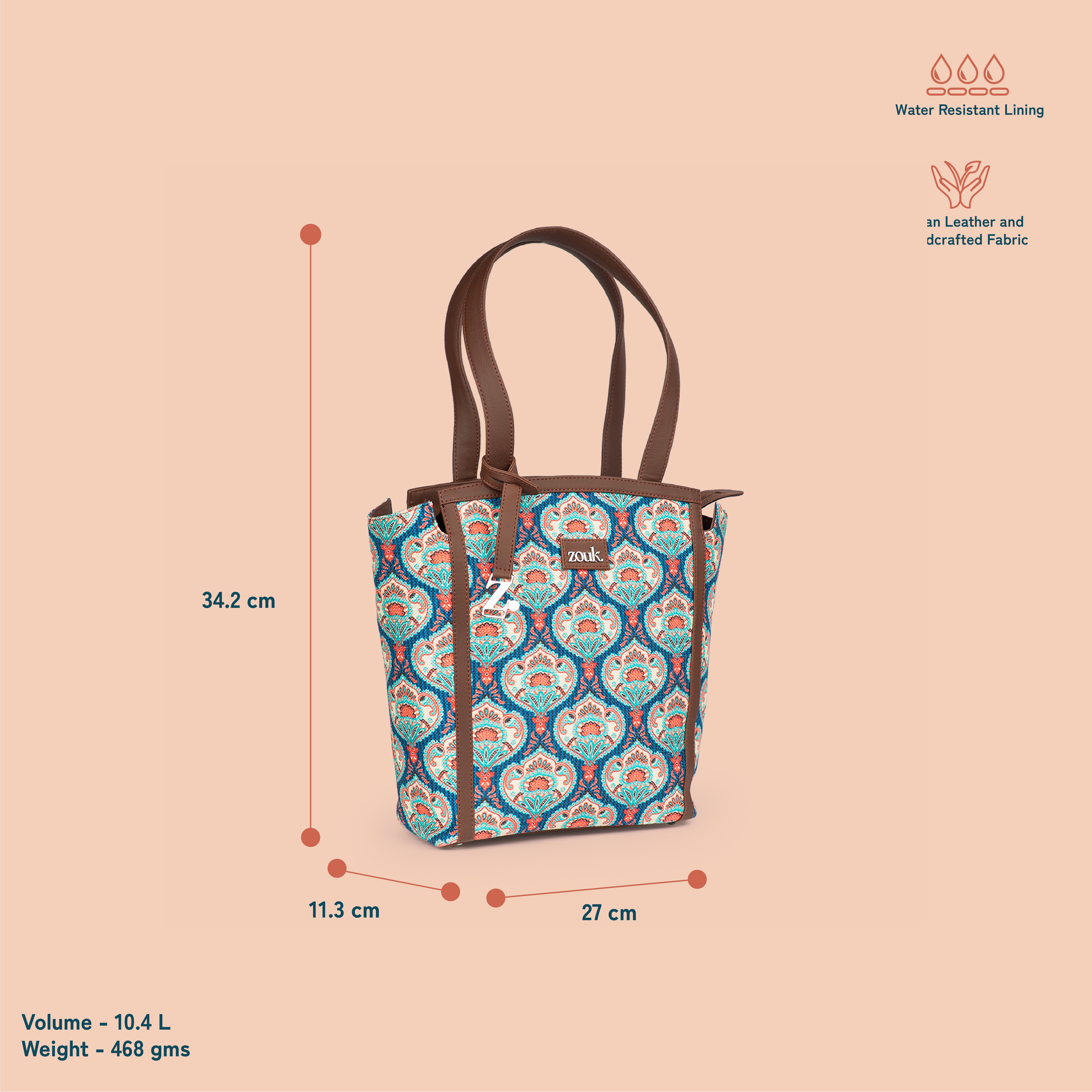 ZIP-Rhea Kapoor Adira Tote Bag - Kovil Blue