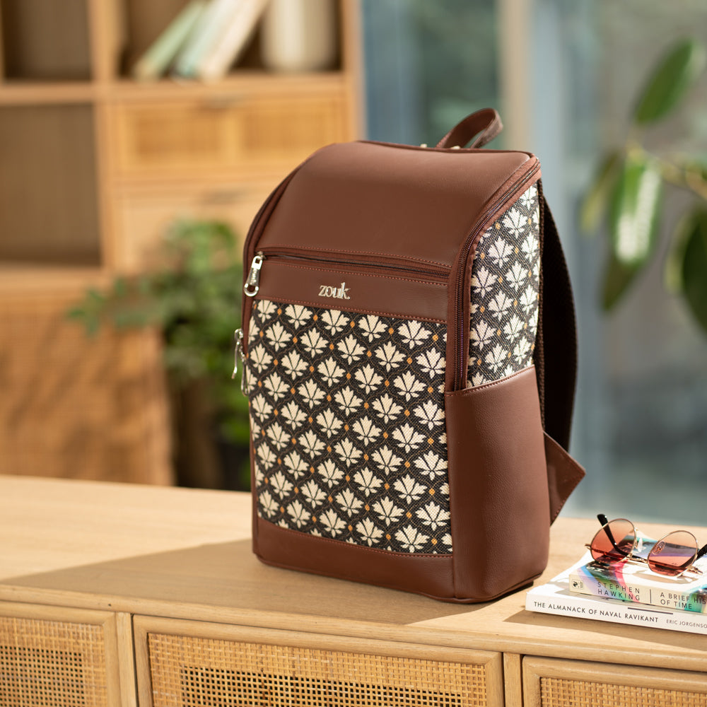Amalia Laptop Backpack (Brown) - Bidri Kaiser