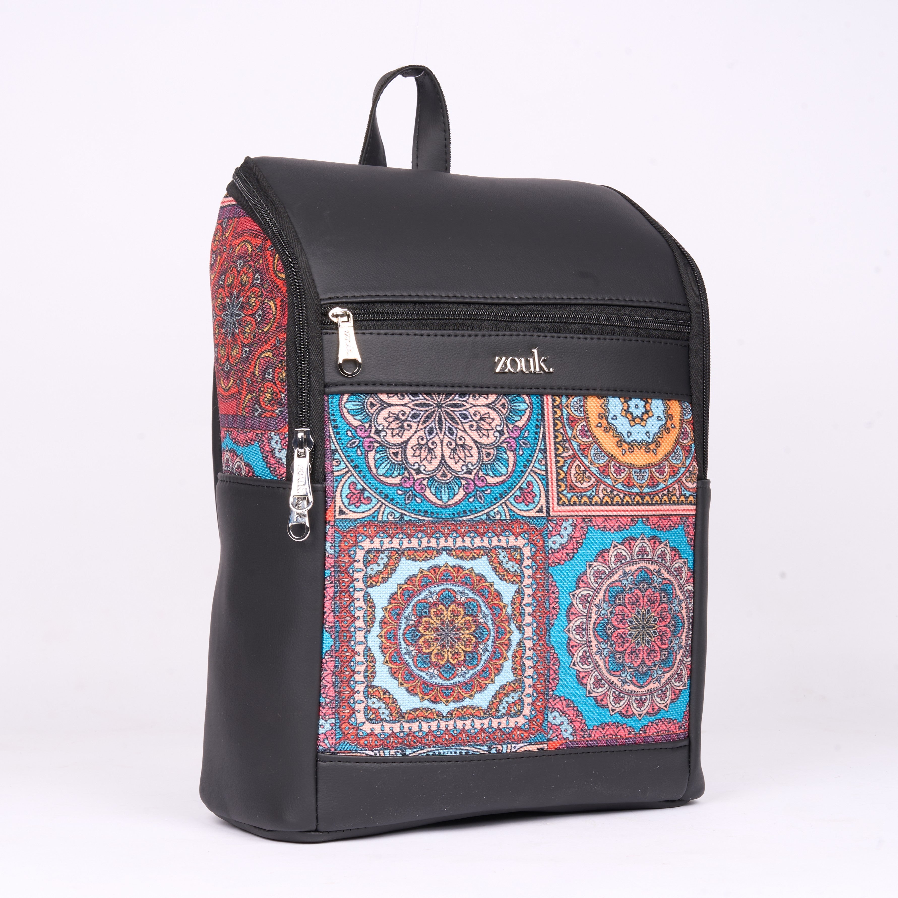 Multicolor Madala Print Amalia Backpack (Black)
