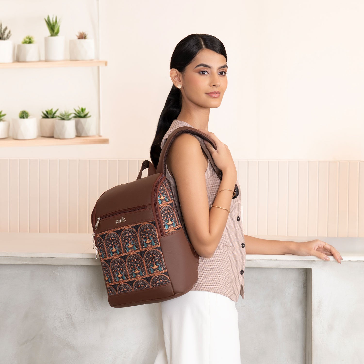 Royal Indian Peacock Motif Amalia Daypack - Main Image