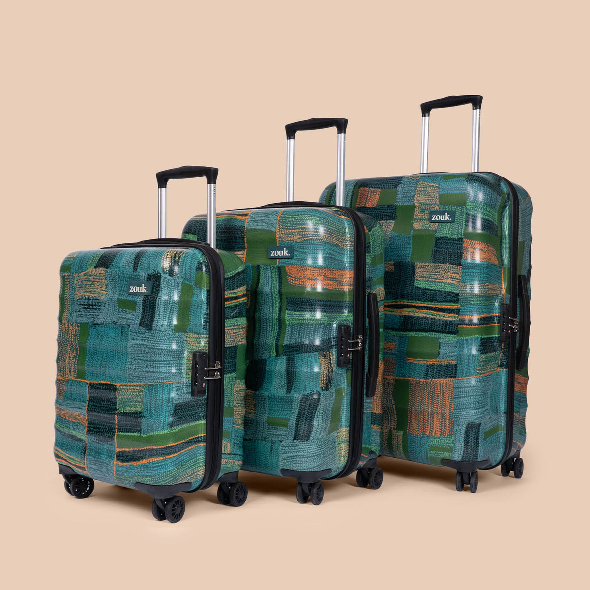 Amorah Trolley Bag Indus Lattice Green (Combo)