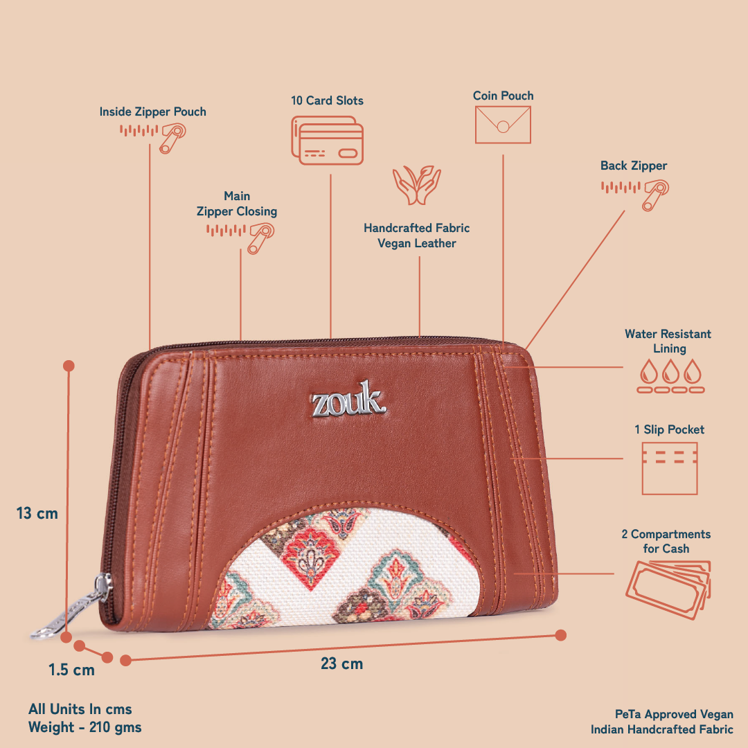 Arika Zipper Wallet - Seashell Motif White