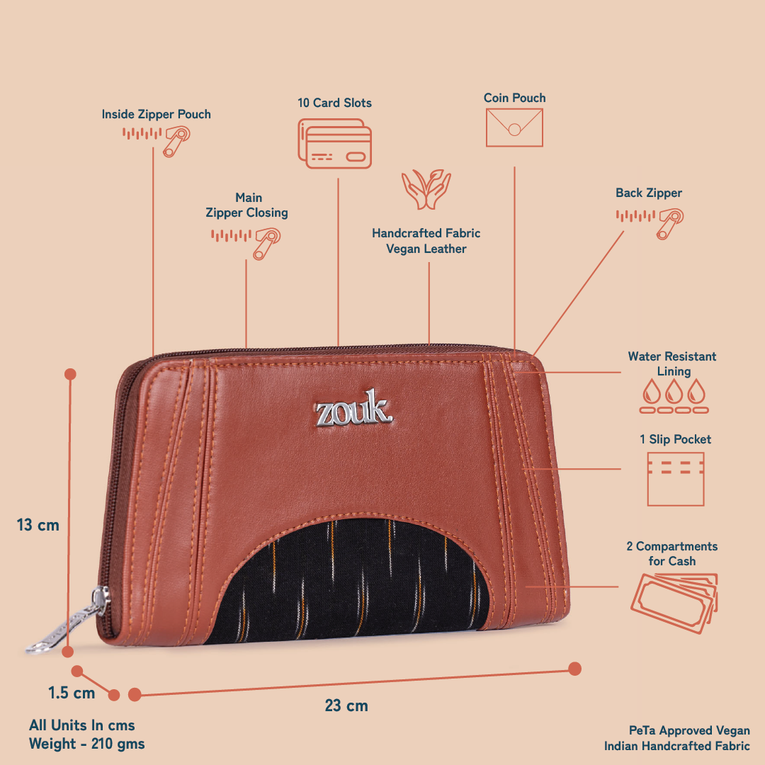 Arika Zipper Wallet - Ikat GreRe