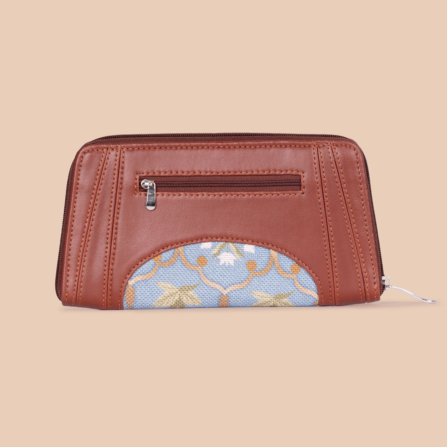 Arika Zipper Wallet - Jaipur Fresco Blue