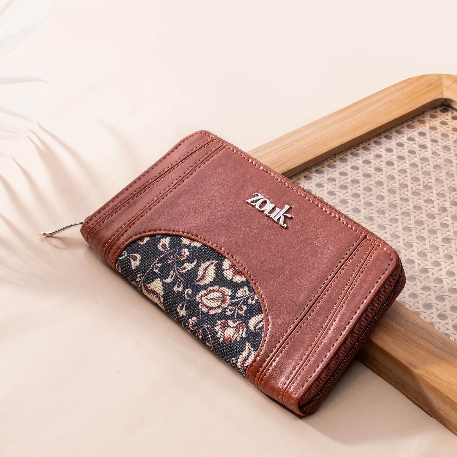 Arika Zipper Wallet - Chittoor Blue Kalamkari