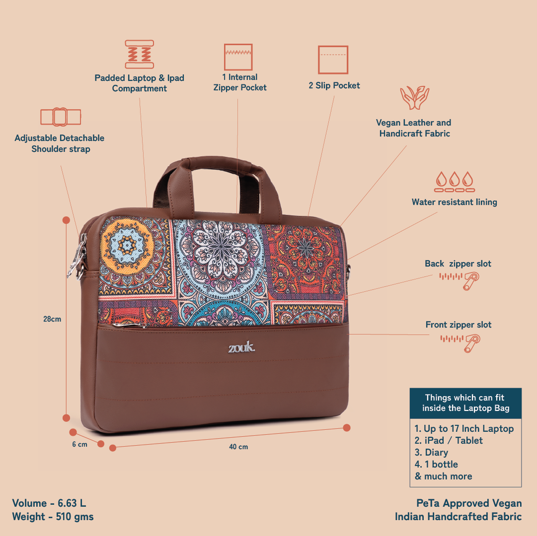 ZIP-Arin Laptop Bag - Multicolor Mandala Print