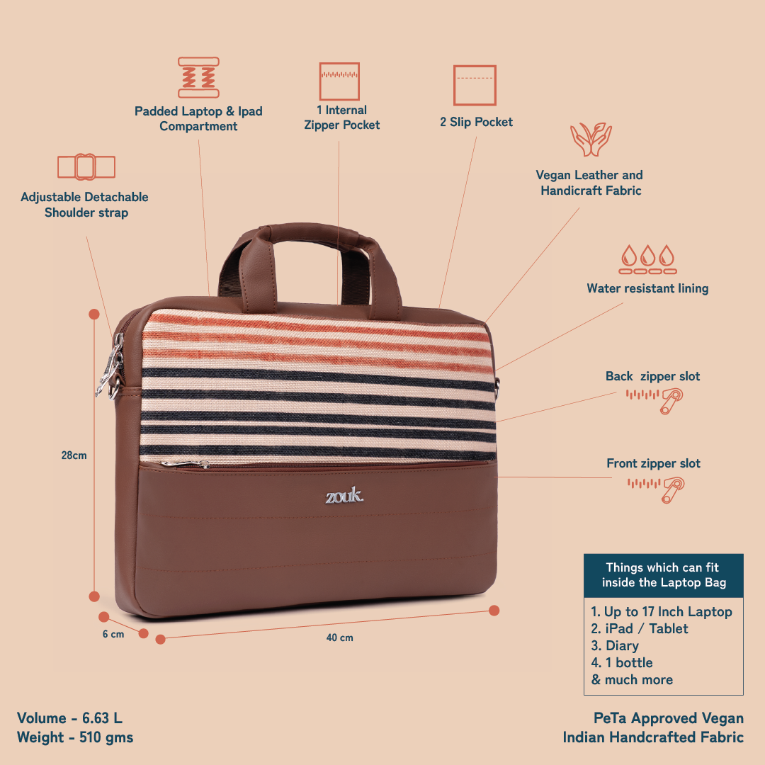 Arin Laptop Bag - Qutub Stripes