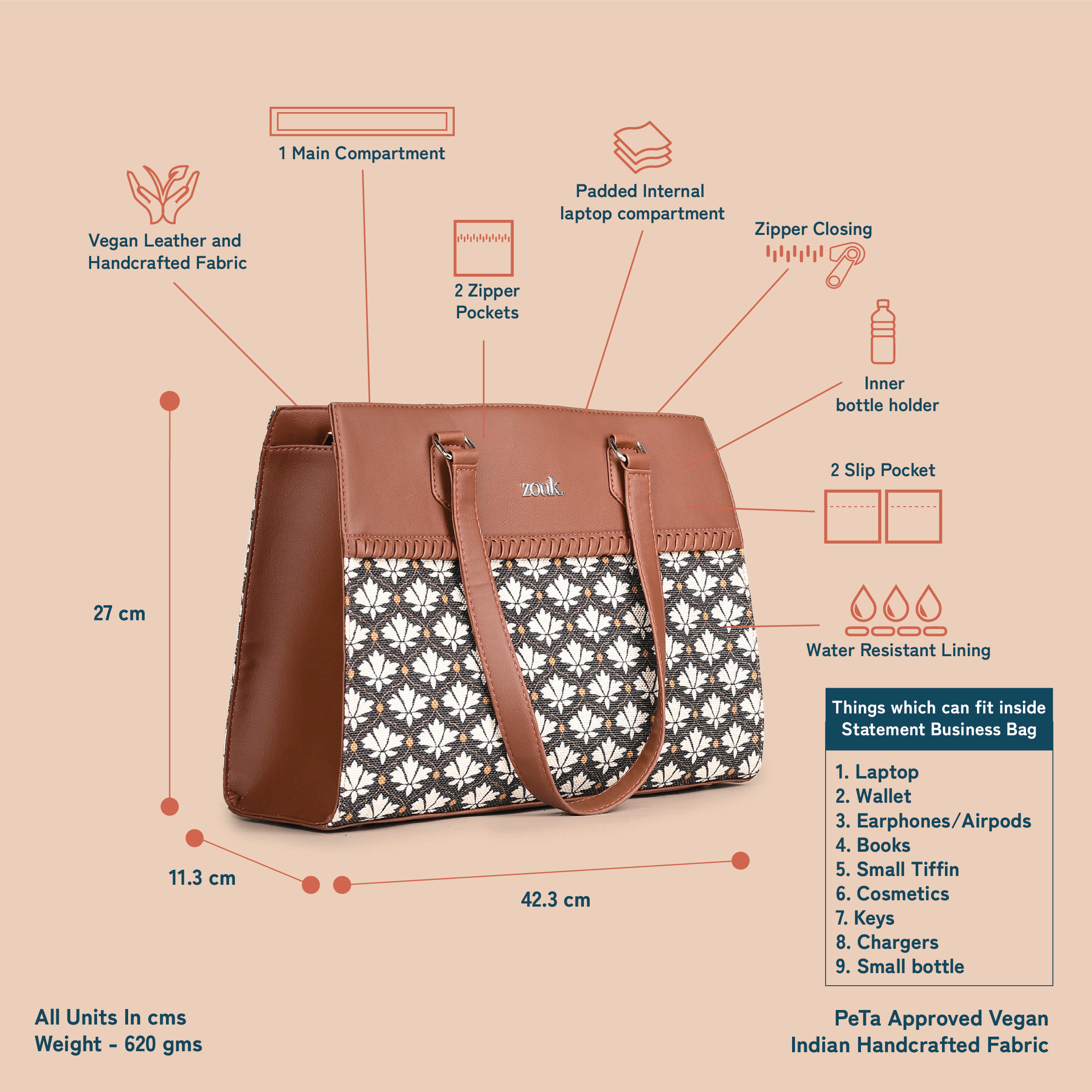 ZIP-Bidri Kaiser Statement Business Bag
