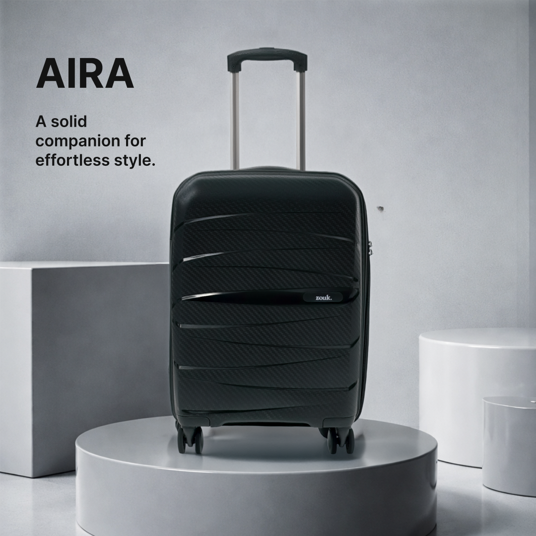 Black Aira Trolley Bag Combo (Medium & Large)