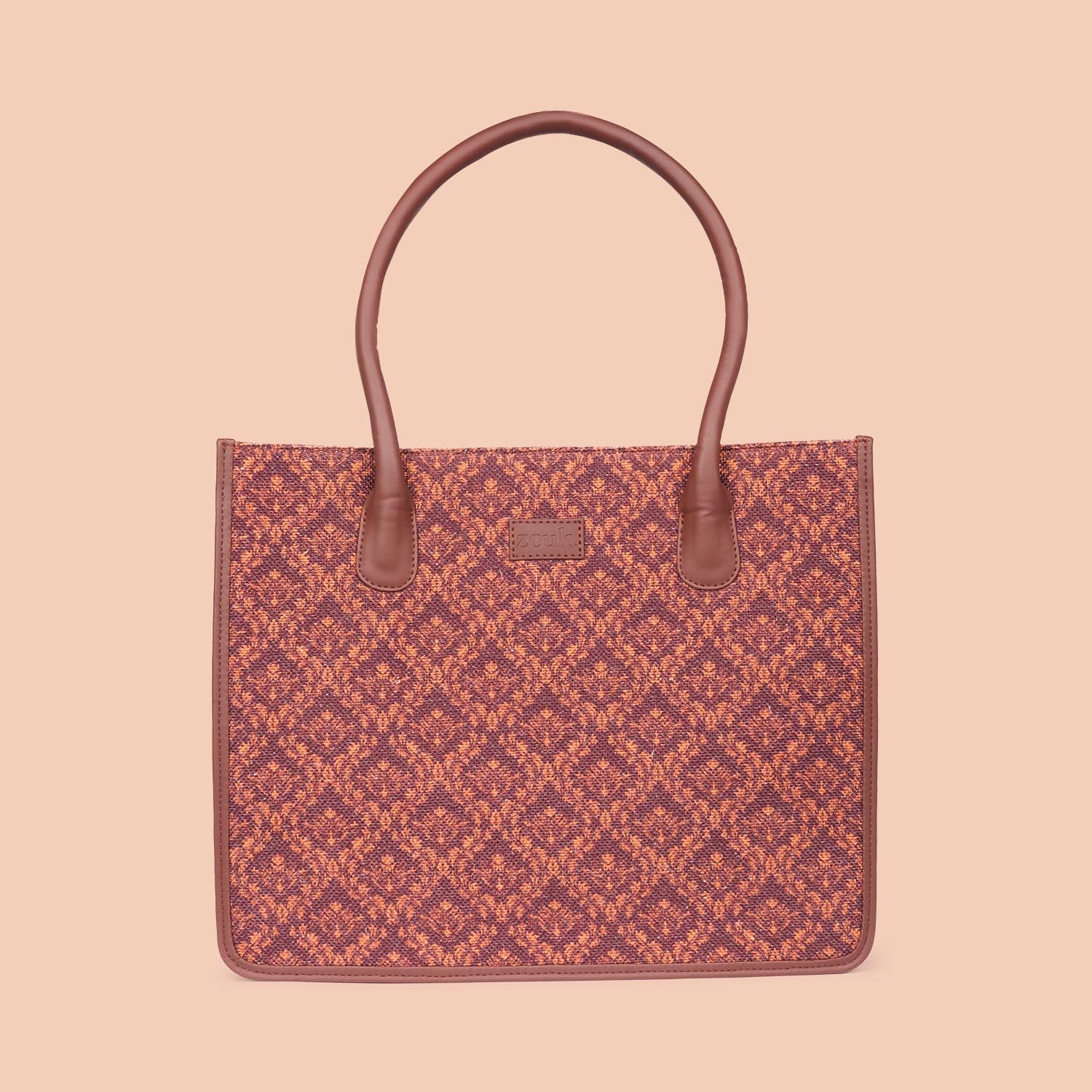 Brown Floral Book Tote