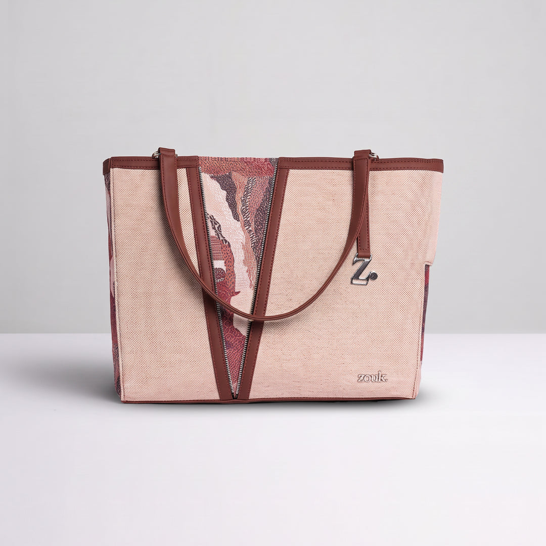 Ellora Echoes Corner Office Tote (Beige)